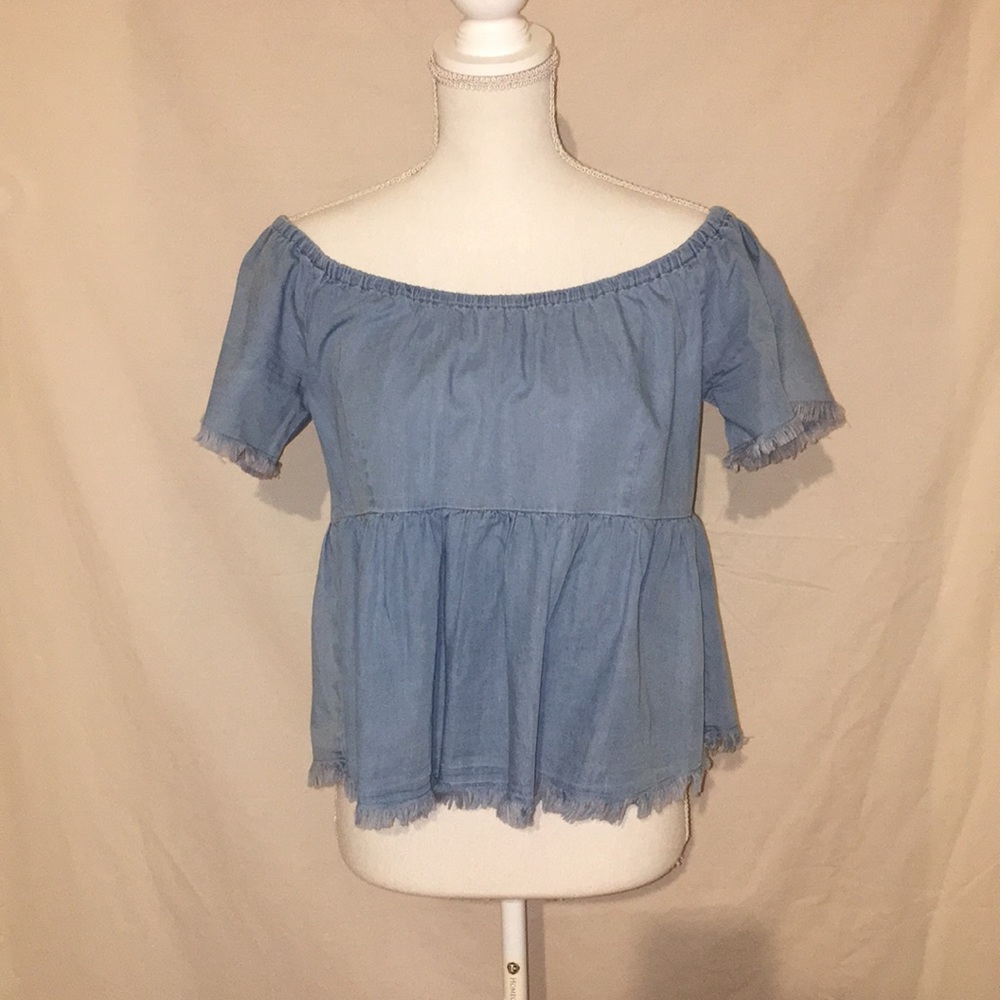 DENIM OFF THE SHOULDER TOP